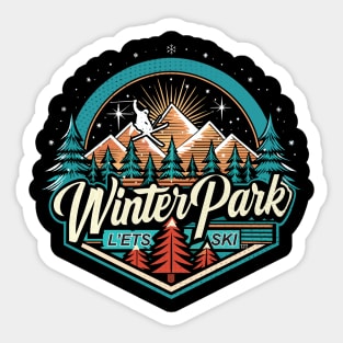 Retro Winter Park Ski Sticker